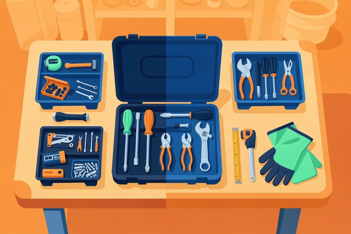 Prérequis : préparer le poste pour un rangement propre boîte à outils bricolage — Prérequis : préparer le poste pour un rangement propre et sûr