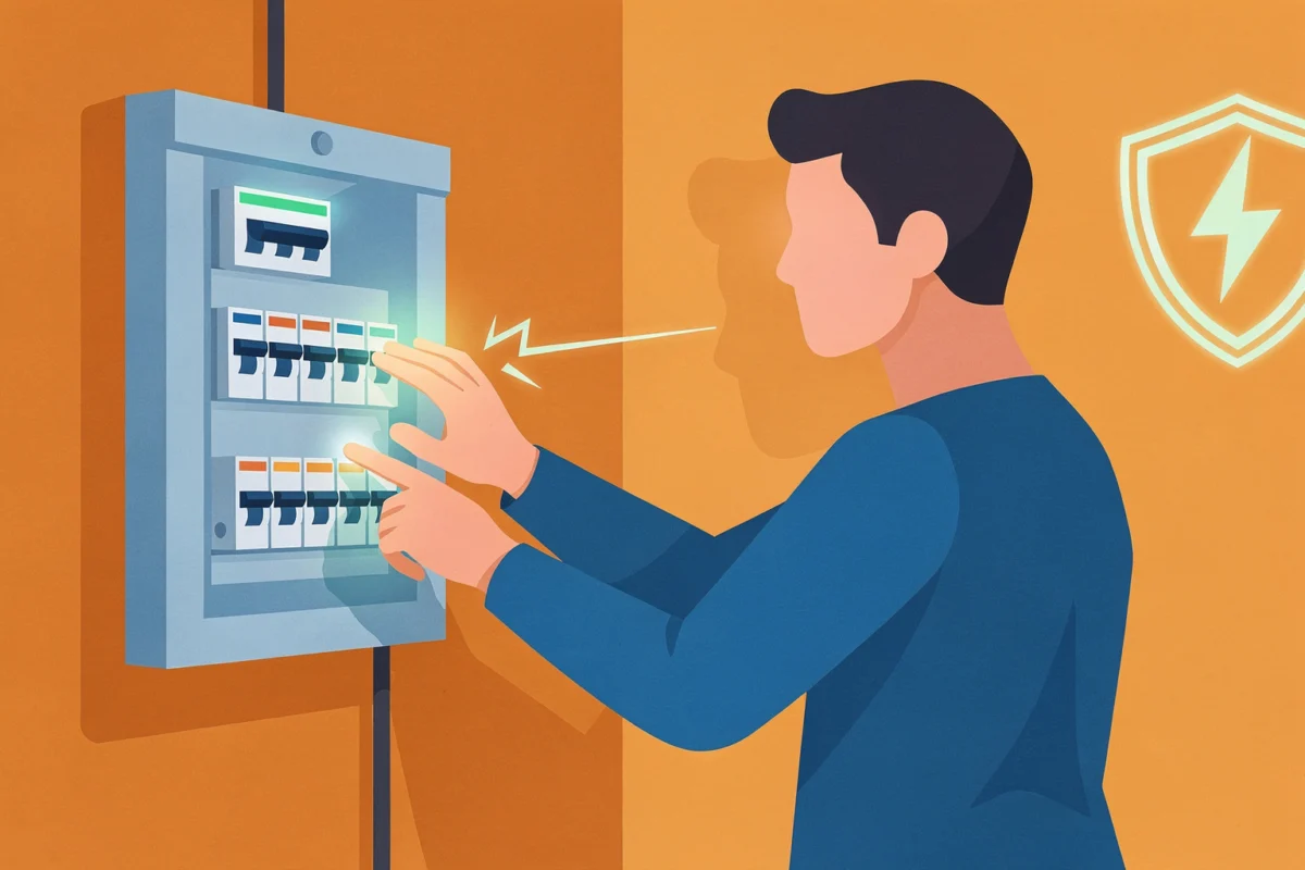 Couper et sécuriser l’alimentation sans ambiguïté — Illustration — électricité domestique bricolage — Mon Coach Brico