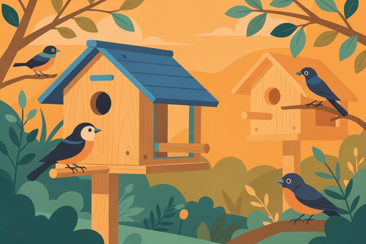Nichoir en bois : attirer la biodiversité sans complexité — Illustration — projets extérieurs bricolage — Mon Coach Bric