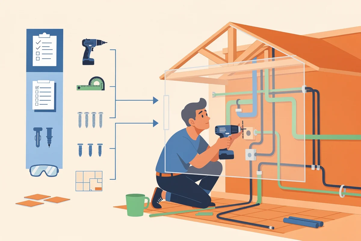Cartographier les risques bricolage pour ne pas percer au mauvais endroit — Illustration — risques bricolage — Mon Coach